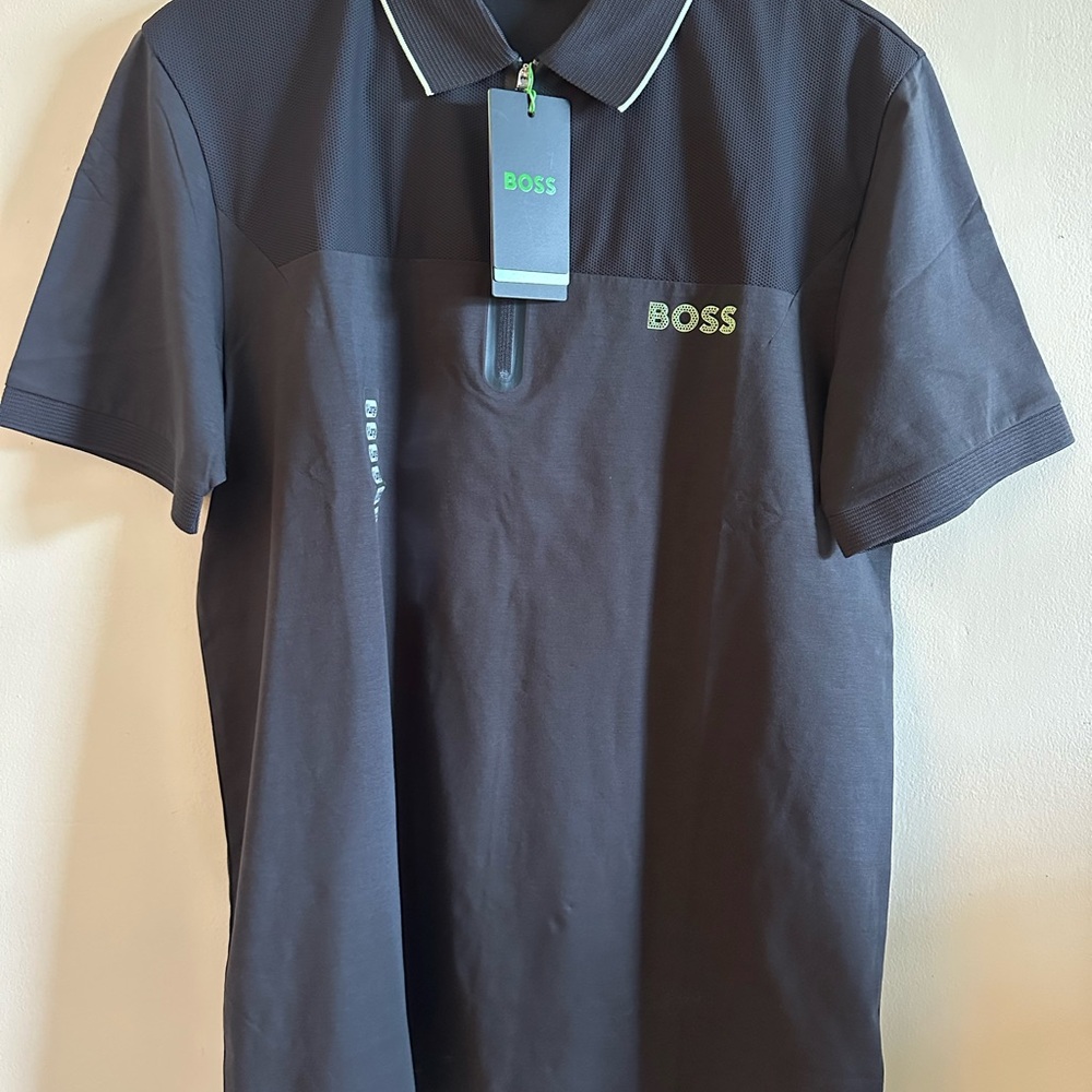 Boss Black Polo Shirt with Embroidered Logo